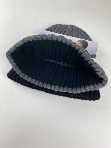 Paquete de 2 Gorros Bula Merino Mezcla de Lana Polartec Negro/Gris Talla Única Nuevo - Imagen 4 de 4