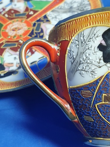 Japanese Genuine Samurai China Moriage Porcelain Teacup and Plate - Picture 4 of 14