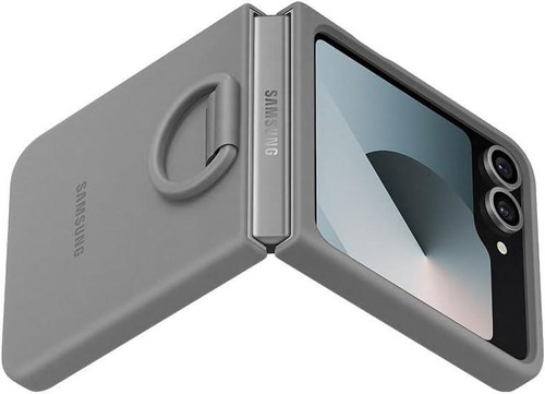 Véritable / Officiel Samsung Galaxy Z Flip6 Étui Silicone avec Anneau Gris - Photo 4 sur 6