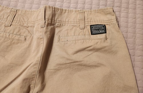 National Outfitters Men's Shorts Size 36 Vintage Tan Khakis Cotton Zipper Fly - Picture 3 of 4