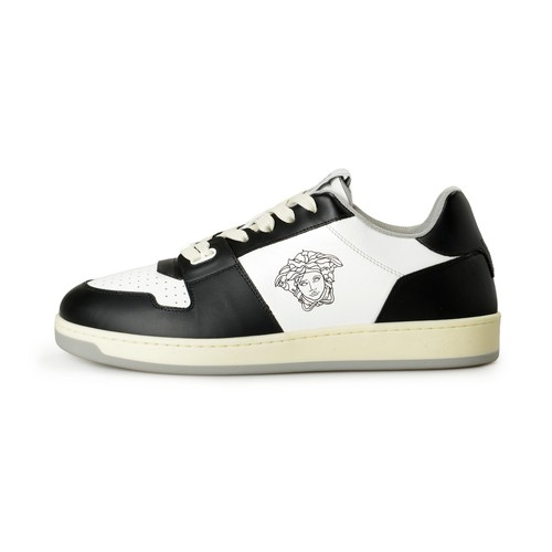 Versace Women's Black & White Leather Medusa Logo Sneakers Shoes US 5 IT 35 - Picture 2 of 8