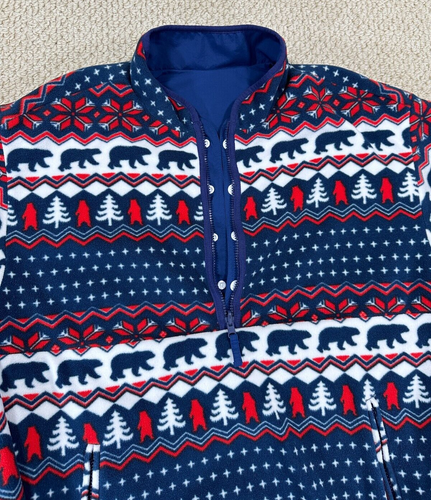 Chubbies Jacket Mens L Red/Blue Reversible Pullover Nordic Fleece Windbreaker - Picture 13 of 19