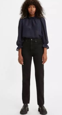Levis Damen Denim 70's High Rise Slim Straight Women's Jeans On the Town Schwarz