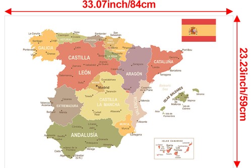 A1 A2 Spain Map Poster Spanish Version Wall Print Office Classroom Mural Decor - Picture 10 of 11