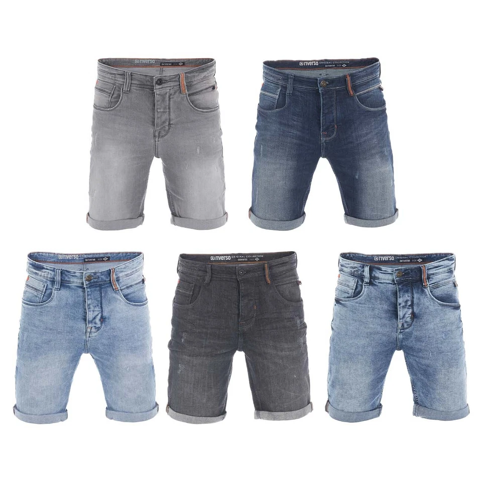 riverso Jeans Shorts Herren Stretch Kurz Regular Fit RIVTom Kurze Hosen Bermuda - Bild 1 von 1