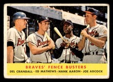 1958 Topps #351 Fence Busters (Crandall / Ed Mathews / Hank Aaron / Joe Adcock)