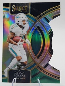 DE'VON ACHANE (RC) 2023 PANINI SELECT - #176 BLACK & GREEN PRIZM PREMIER DIE-CUT