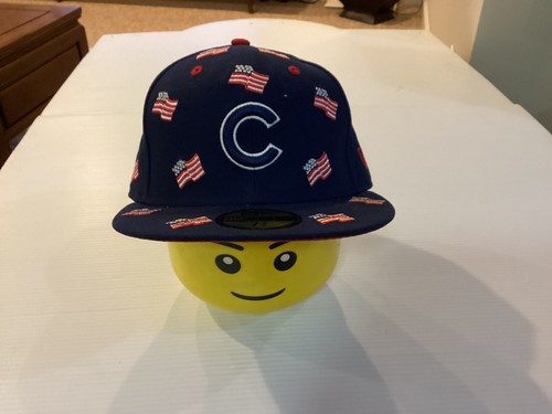 NWT Chicago Cubs New Era 59fifty July 4th Navy FLAGS Fitted Hat SZ 7 3/8 - Cool - Picture 1 of 13
