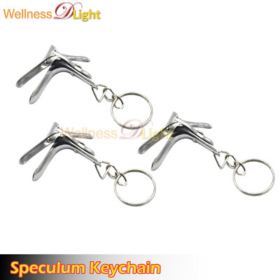 3 Pcs Speculum Keychain Stainless Steel - Gift for Doctor & Nurse