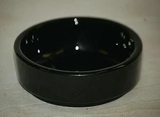 Black Glass Cigarette Ashtray Round Tobacciana Old Vintage