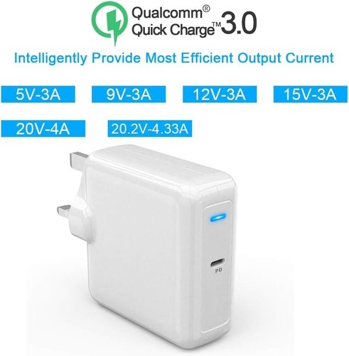 87W USB C Fast Charger Power Adapter Compatible with Mac Book Pro, iPhone & iPad - Picture 3 of 8