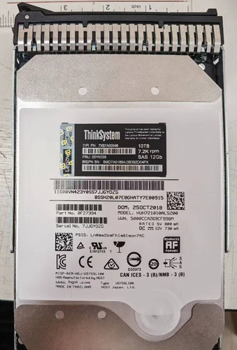 New Lenovo ThinkSystem 7XB7A00046 00YK035 7.2K 10TB 3.5'' SAS 12G hard drive - Picture 2 of 4