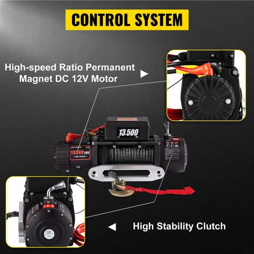 Treuil Electrique Synthétique 12V 6T Corde Télécommande Traction 6T Remorque - Imagen 8 de 12