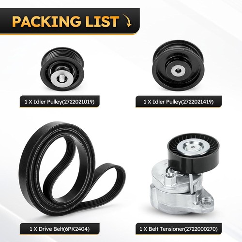 For Mercedes-Benz Engine Drive Belt Tensioner & Idler Pulley Serpentine Belt kit - Picture 2 of 20
