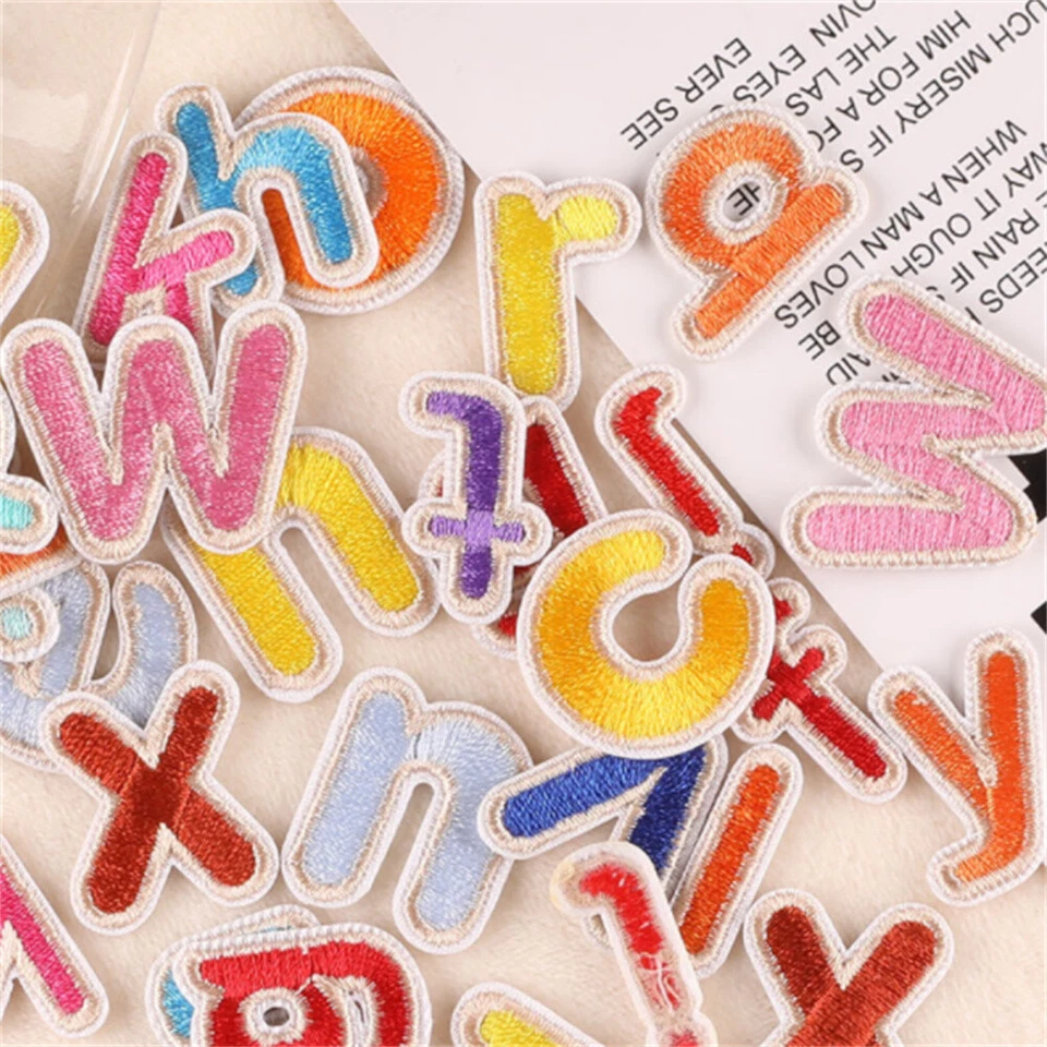 26 Mix Fabric Patches Letters For Crafts Sewing Embellishments Decors Alphabet - Image 3 of 4