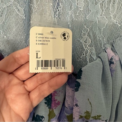 Camicetta Free People Daphne blu argento taglia combinata LG NUOVA CON ETICHETTE - Foto 8 di 12