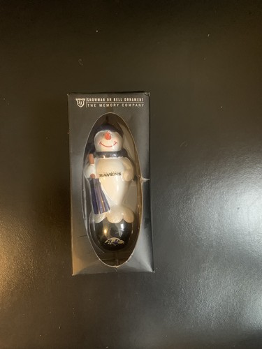 NFL The Memory Company Snowman On Bell Ornament Baltimore Ravens - Picture 2 of 2