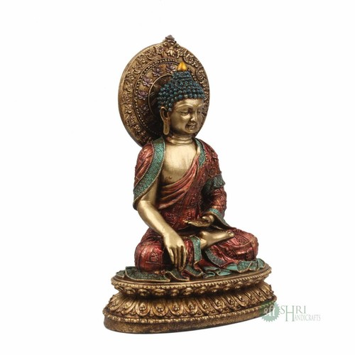 Buddha Statue Handmade Carving Statue Table Desk Decor Meditating Idol Monk 25cm - Picture 5 of 8