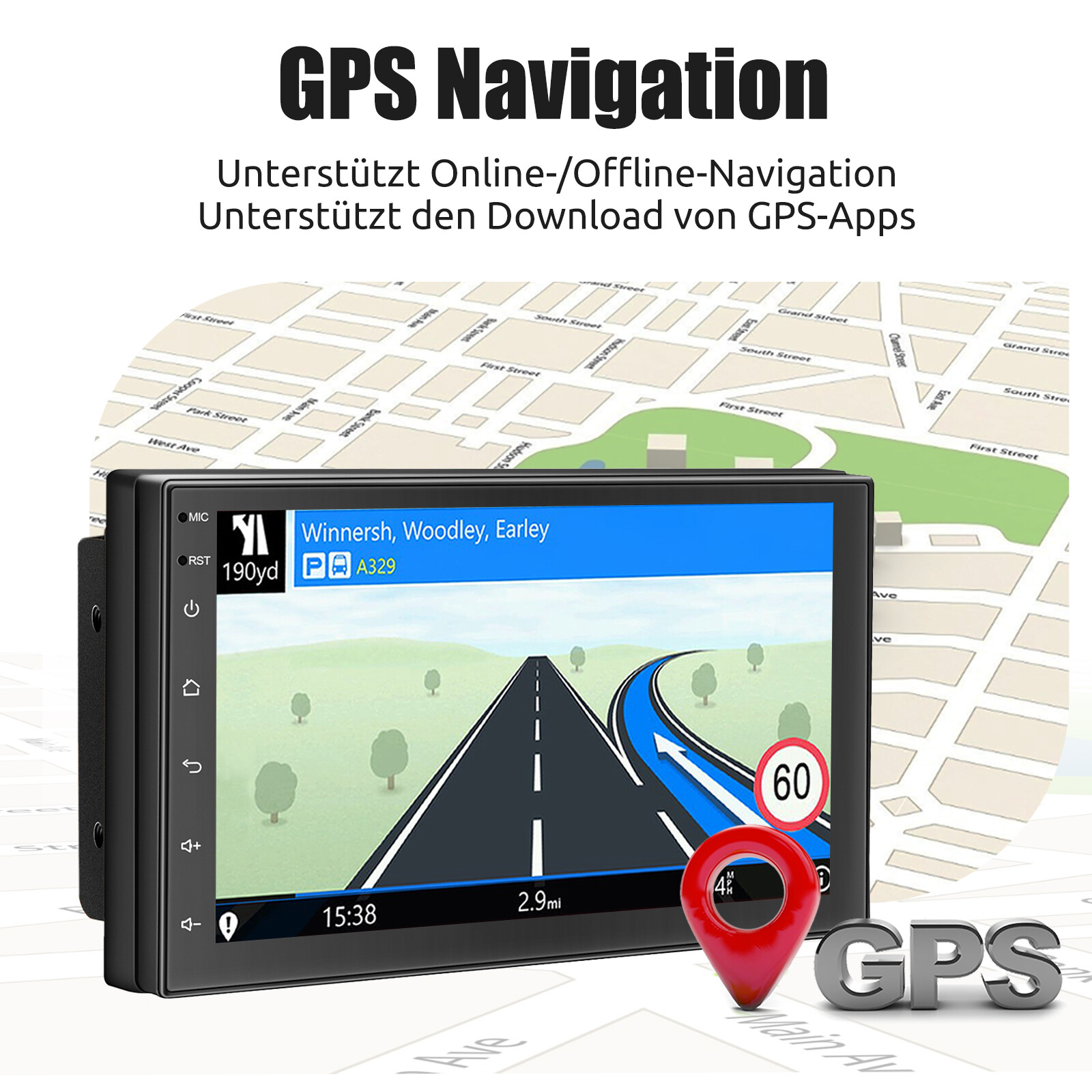 DAB Android 13 Carpaly Doppel 2 DIN 7 Autoradio GPS NAVI Radio Bluetooth Cam