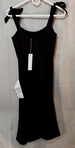 DRESS the POPULATION Black HANA Tie Shoulder Sweetheart Crepe Midi XXS NWT - Picture 7 of 11