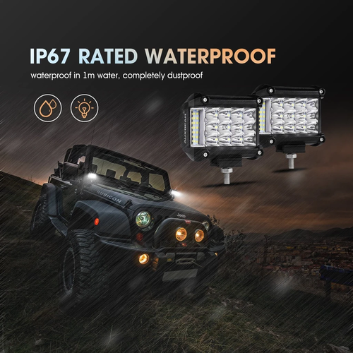 AUXBEAM 2X 4"inch LED Work Light Bar Side Shooter Driving Offroad Work Fog Lamp - Foto 8 di 12