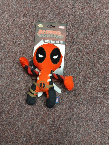 Marvel Comics Deadpool Plush Rope Dog Toy w Squeaker & Crinkle Inside 8" Pet Toy