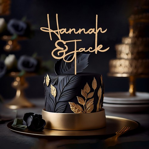 WOODEN Couple Name PERSONALISED Wedding Cake Topper, Wedding Decoration Keepsake - Picture 4 of 6