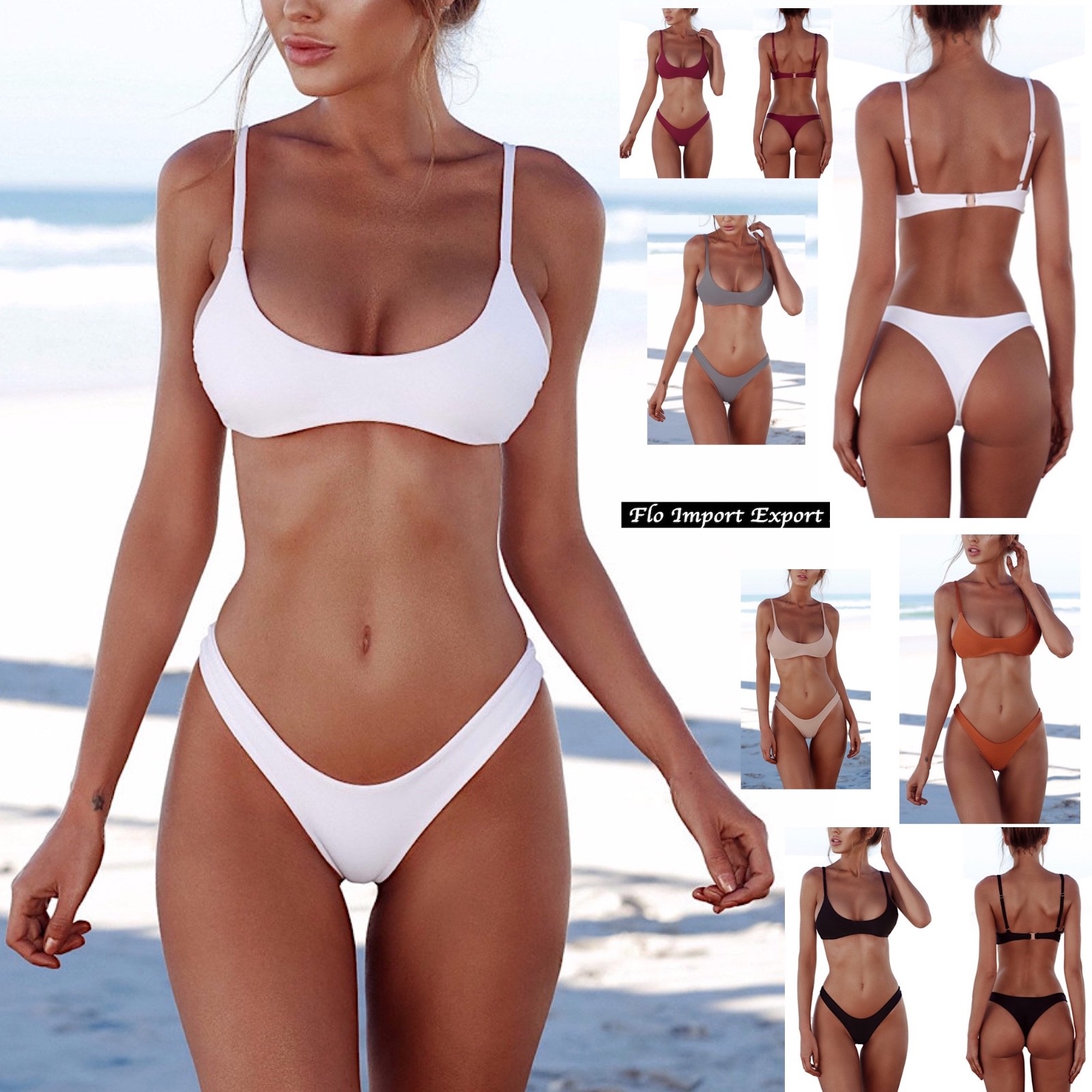 Bikini brasilianisch Hochdrücken badeanzug frau meer 2 stück gepolstert neu z036