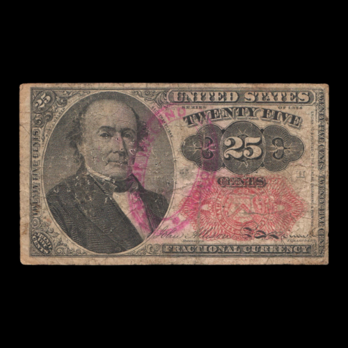 5th Issue 25C Twenty Five Cent Fractional Currency Note w/ Ink Stamp, Fr#1309, F - Picture 2 of 3