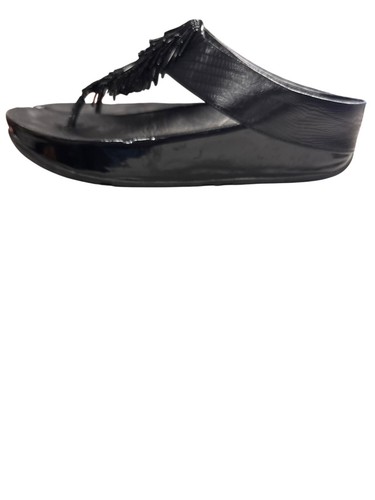 Fitflop Womens Size 9 Rumba Black patent Beaded Wedge Sandal Flip-Flops - Picture 4 of 6