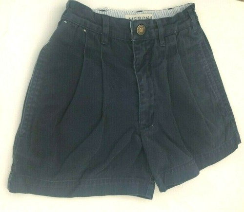 Boys Sz 4 4T Navy Blue Khaki Chino Cotton SHORTS Elastic Back Merona Zip Pleat - Picture 2 of 8