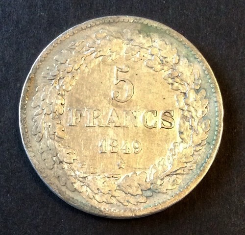 Belgium - Leopold I - Very Nice 1849 Silver 5 Francs Coin (4) - Picture 2 of 2