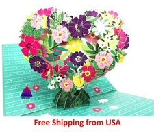 3D Pop Up Greeting Card Love Heart Anniversary Flower Mother Valentine's Day 
