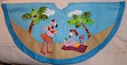 Flamingo Tree Skirt Christmas Beach 48" 3D Palm Trees Sunbathing Leis Glitter 