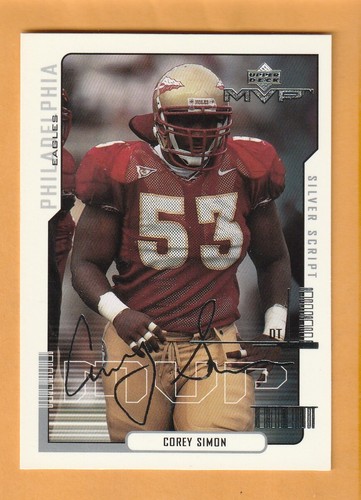 Corey Simon Florida State Seminoles 2000 Upper Deck MVP Silver Script #194 - Bild 1 von 2