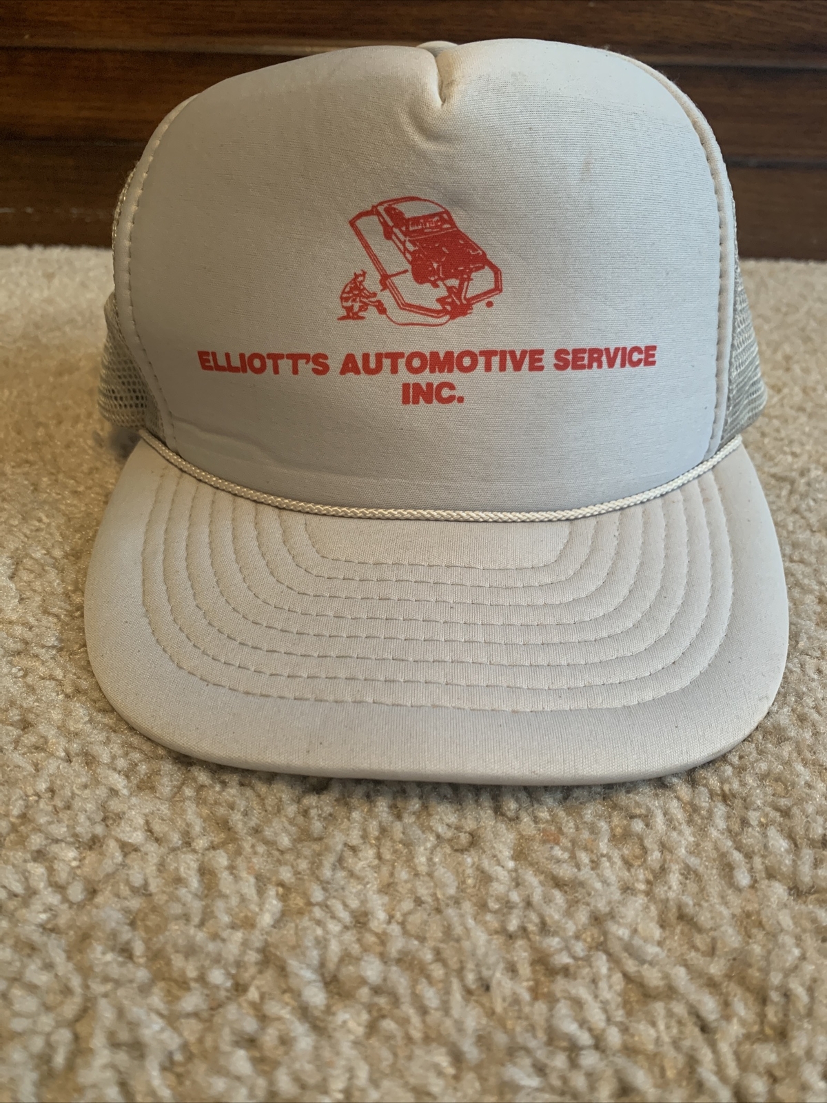 Vintage Elliots Automotive Service Snapback Hat in Gray for Truckers and Car Enthusiasts