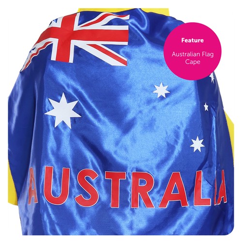 KANGAROO COSTUME WITH AUSTRALIAN FLAG CAPE AUSTRALIA DAY RUGBY FANCY DRESS - Picture 4 of 9