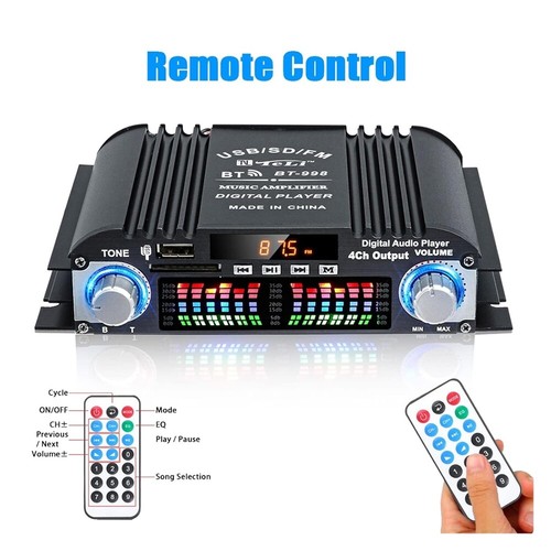 Bluetooth Mini Verstärker HiFi Power Audio Stereo Bass Auto AMP FM Radio 1600W - Bild 4 von 13