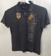 Hard Rock Caf  Polo Shirt San Antonio Dark Gray Large A11