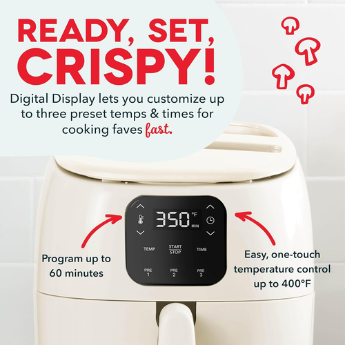 Tasti-Crisp™ Ceramic Air Fryer Oven, 2.6 Qt., Cream – Compact Air Fryer for Heal - Picture 4 of 12