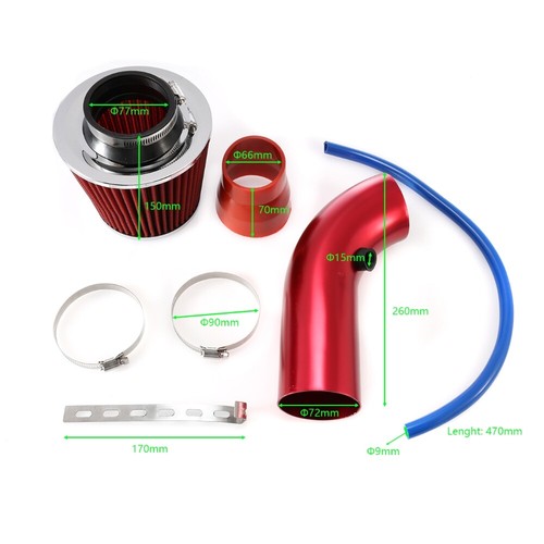 Kit de inducción de filtro de admisión de aire frío de 3" sistema de manguera de flujo eléctrico para automóvil camión - Imagen 5 de 12