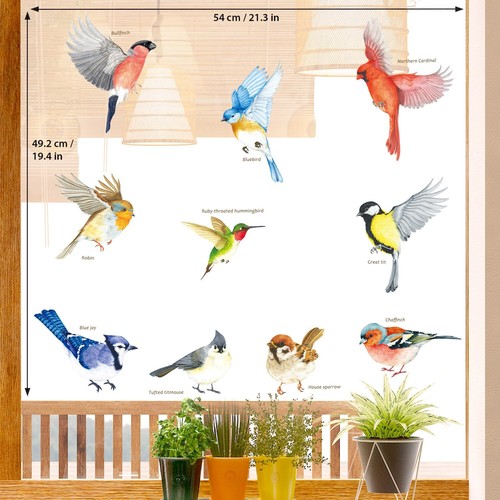 Pegatinas para ventana DECOWALL CDS2-9001 Little Birds niños pegatinas extraíbles reutilizables - Imagen 5 de 7