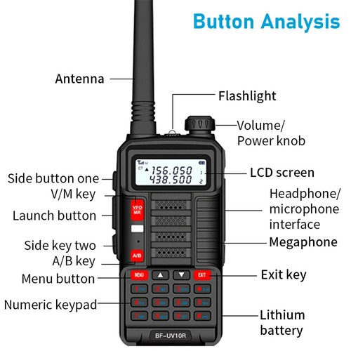UV-10R High Power Walkie Talkie Dual Band Ham Dwukierunkowe radio - Zdjęcie 10 z 14