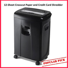 12-Sheet Crosscut Paper and Credit Card Shredder Home Office with Pullout Basket
