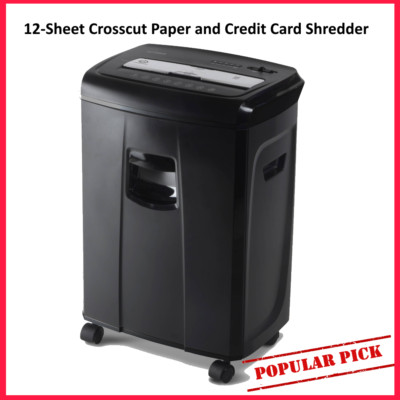 12-Sheet Crosscut Paper and Credit Card Shredder Home Office with ...
