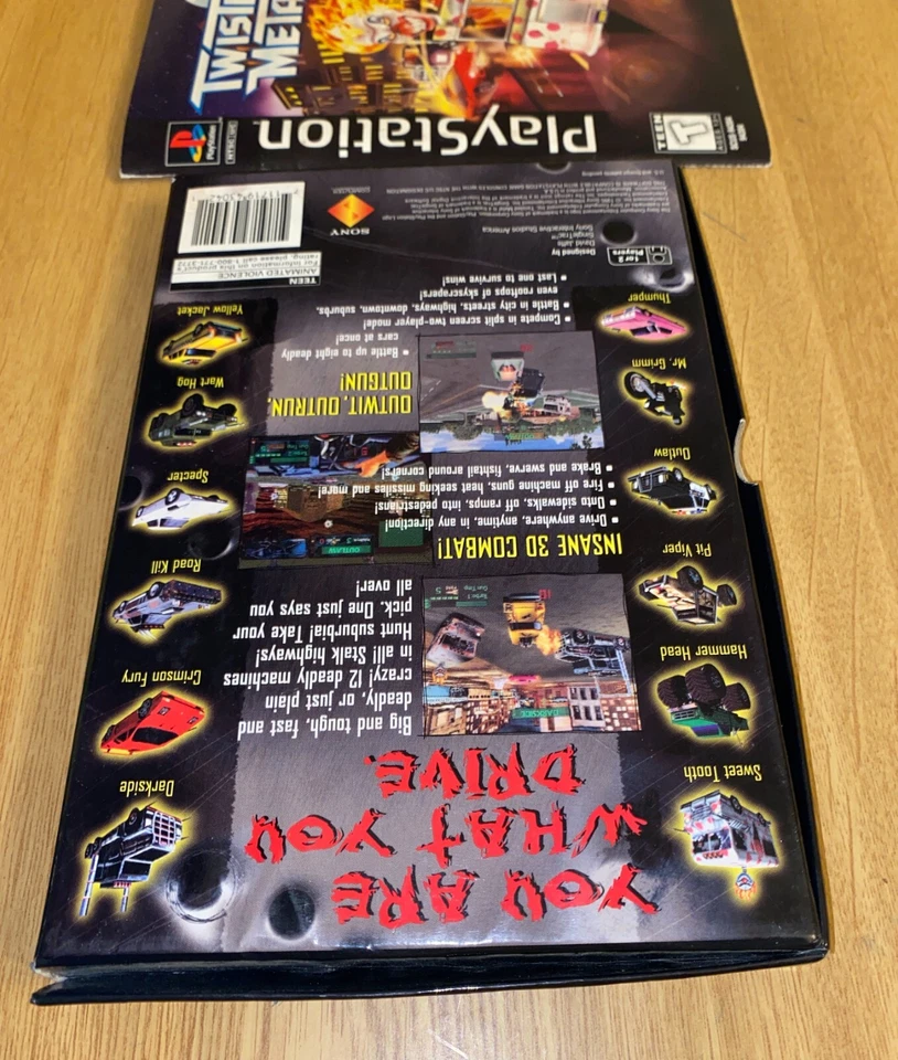 Twisted Metal Cardboard Longbox (1995) PlayStation 1 PS1 Big Box NTSC U/C CIB - Image 4 of 4