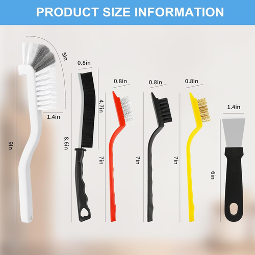 11Pcs Set di Spazzole per la Pulizia delle Fessure, Forniture per la Pulizia delle Setole Dure per Cucina, Ba - Foto 3 di 7