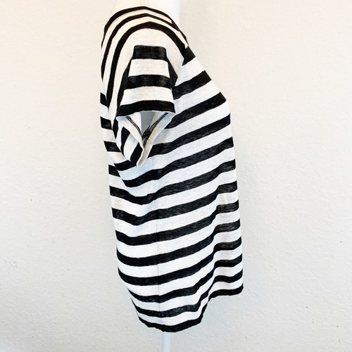 IRO Jainspe Blouse Linen Womens XS Relaxed Stripe Cut Out One Shoulder Sleeve - Picture 4 of 4