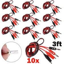 10x 3FT Alligator Probe Test Lead Clip to Banana Plug Probe Cable For Multimeter