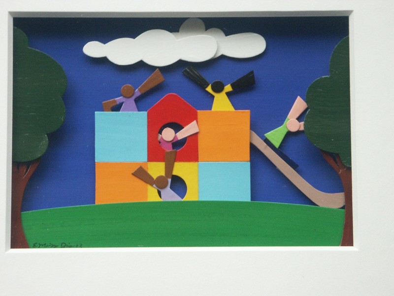 "Life's A Playground" by Edgar Moises Diaz Original 2003 Signed Framed Wall Art